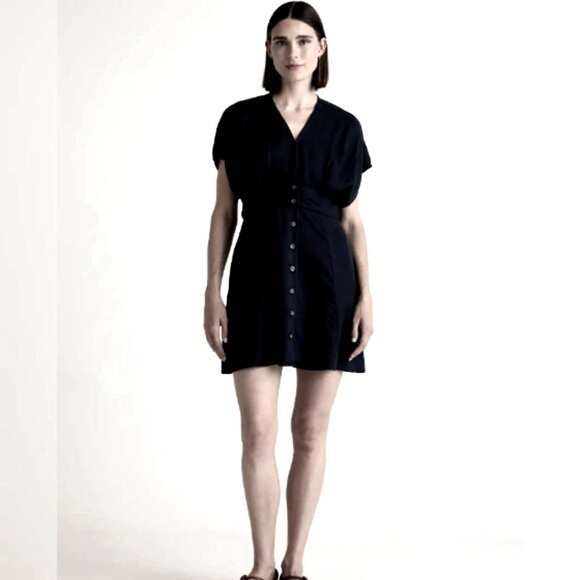 NWT Quince Vintage Wash Tencel Button Front Dress, Large - Picture 2 of 3